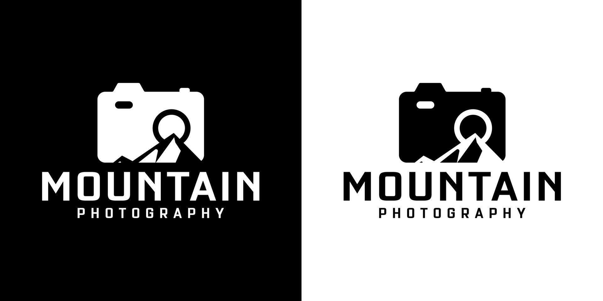 Inspiration for the camera logo design and mountain peak silhouette vector