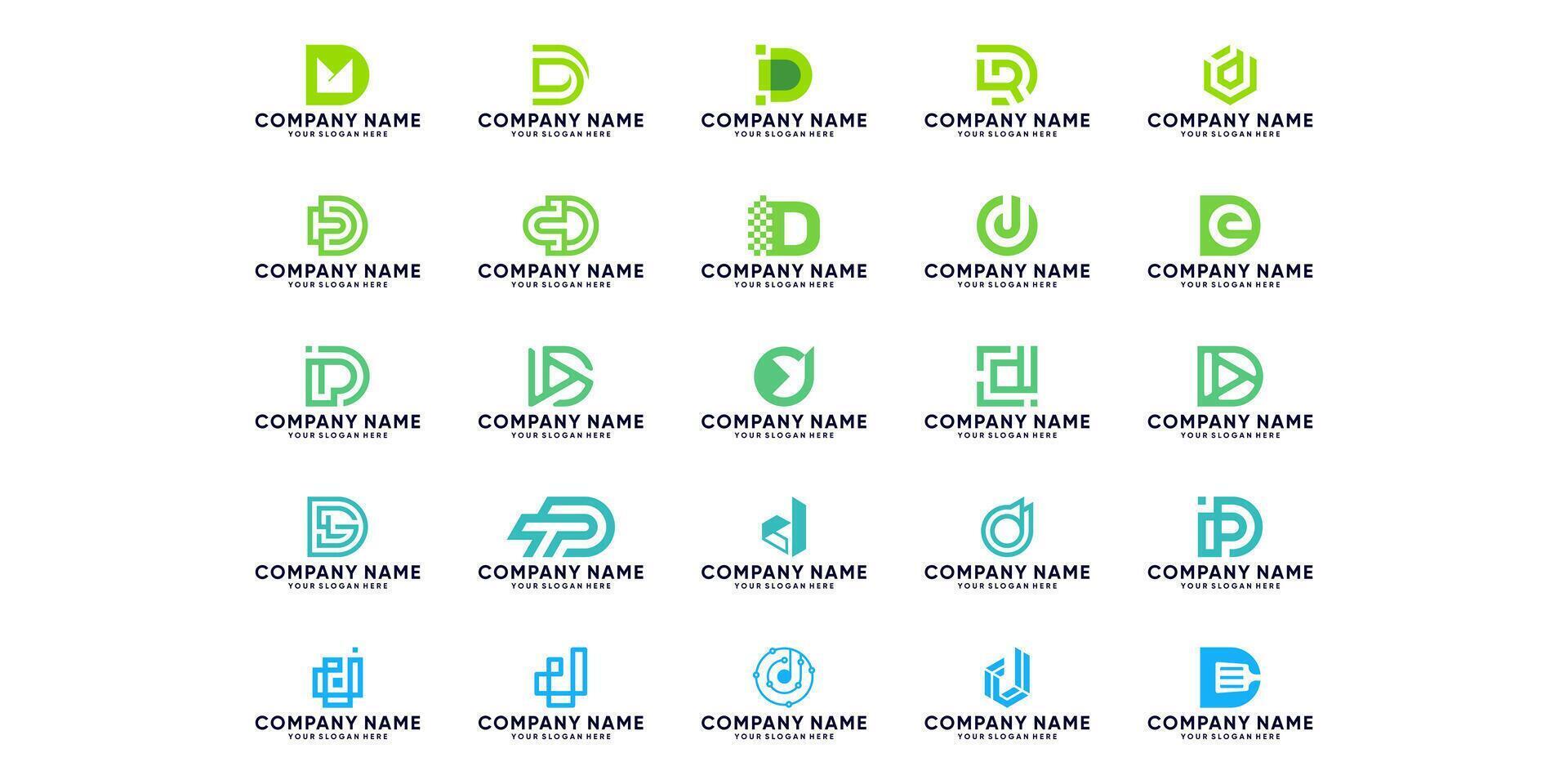 set of monogram letter D. initial D logo, modern, simple icon vector