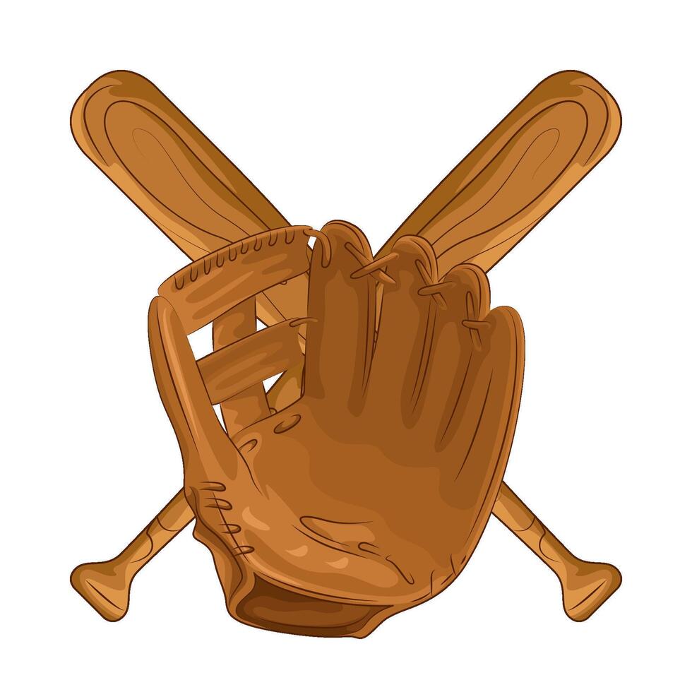 Illustration of baseball bat and gloves vector