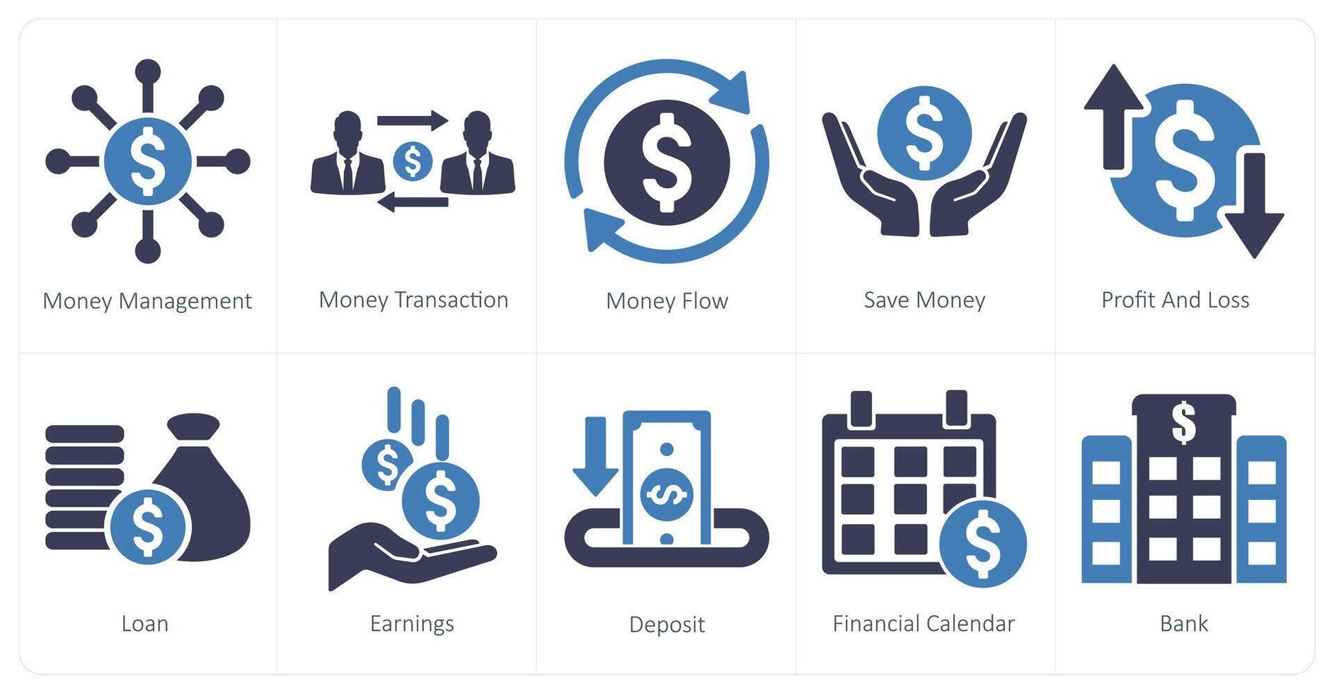 A set of 10 accounting icons as money management, money transaction, money flow vector