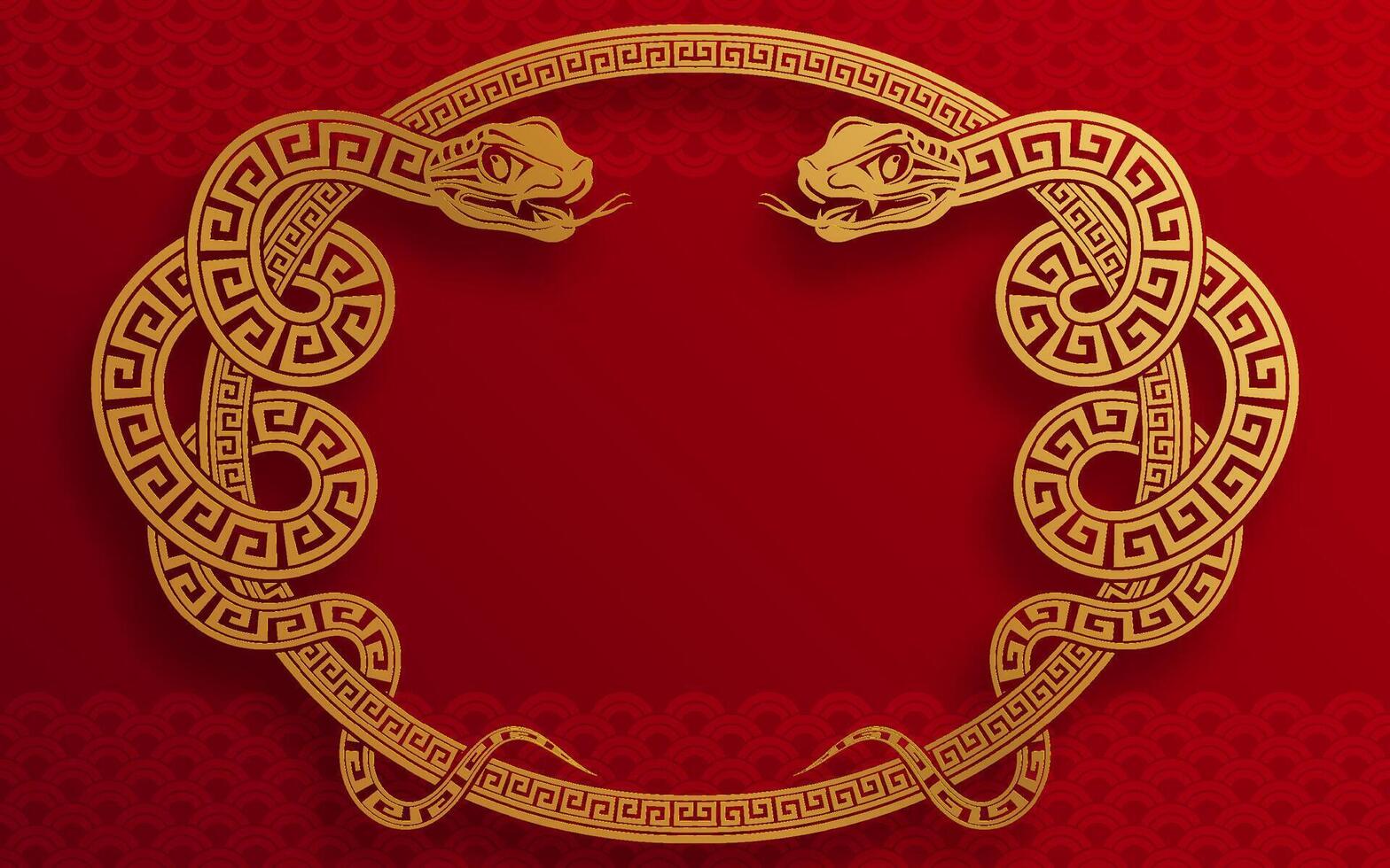 Happy chinese new year 2025 the snake zodiac sign with flower,lantern,asian elements red paper cut style on color background. vector