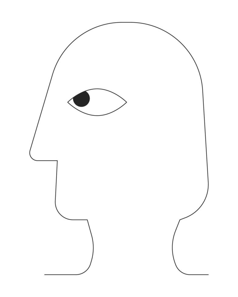Head silhouette profile black and white 2D line cartoon object. Minimalist head shape isolated outline item. Anonymous shadow. Ancient egyptian art portrait monochromatic flat spot illustration vector