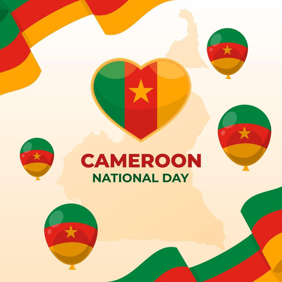 Camerún internacional día ilustración antecedentes. eps 10 vector