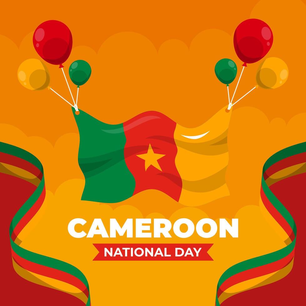 Cameroon International Day Illustration background. eps 10 vector