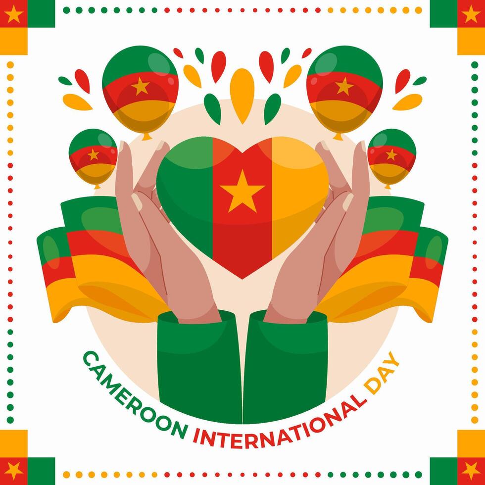 Camerún internacional día ilustración antecedentes. eps 10 vector