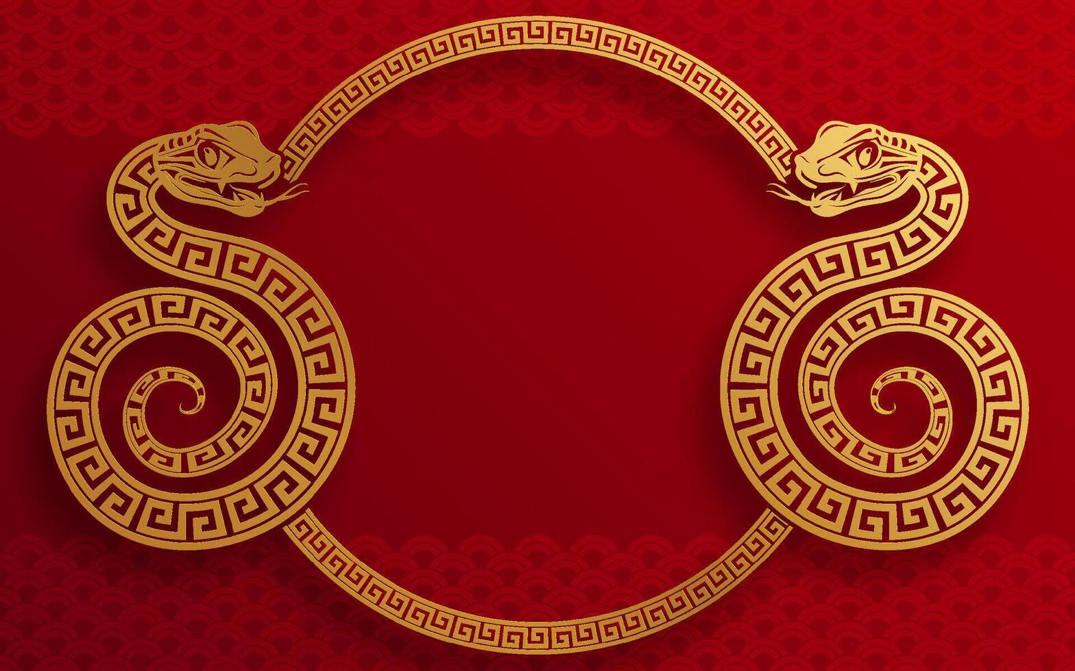 Happy chinese new year 2025 the snake zodiac sign with flower,lantern,asian elements red paper cut style on color background. vector