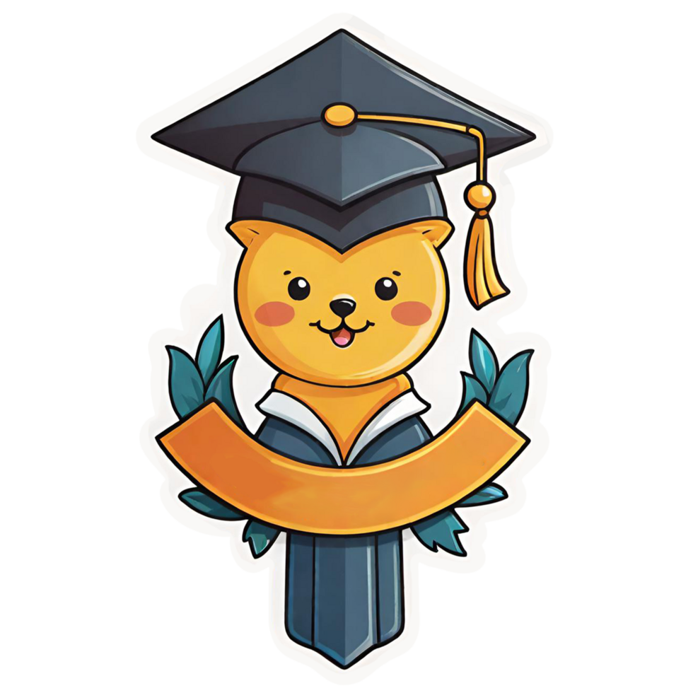 Cute animal in a graduation cap png