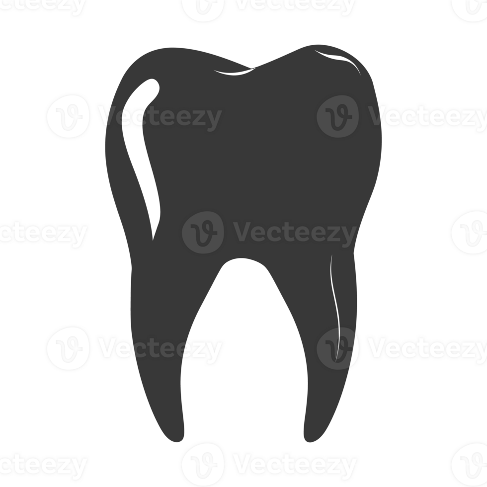 AI generated Silhouette cavity tooth black color only full body png