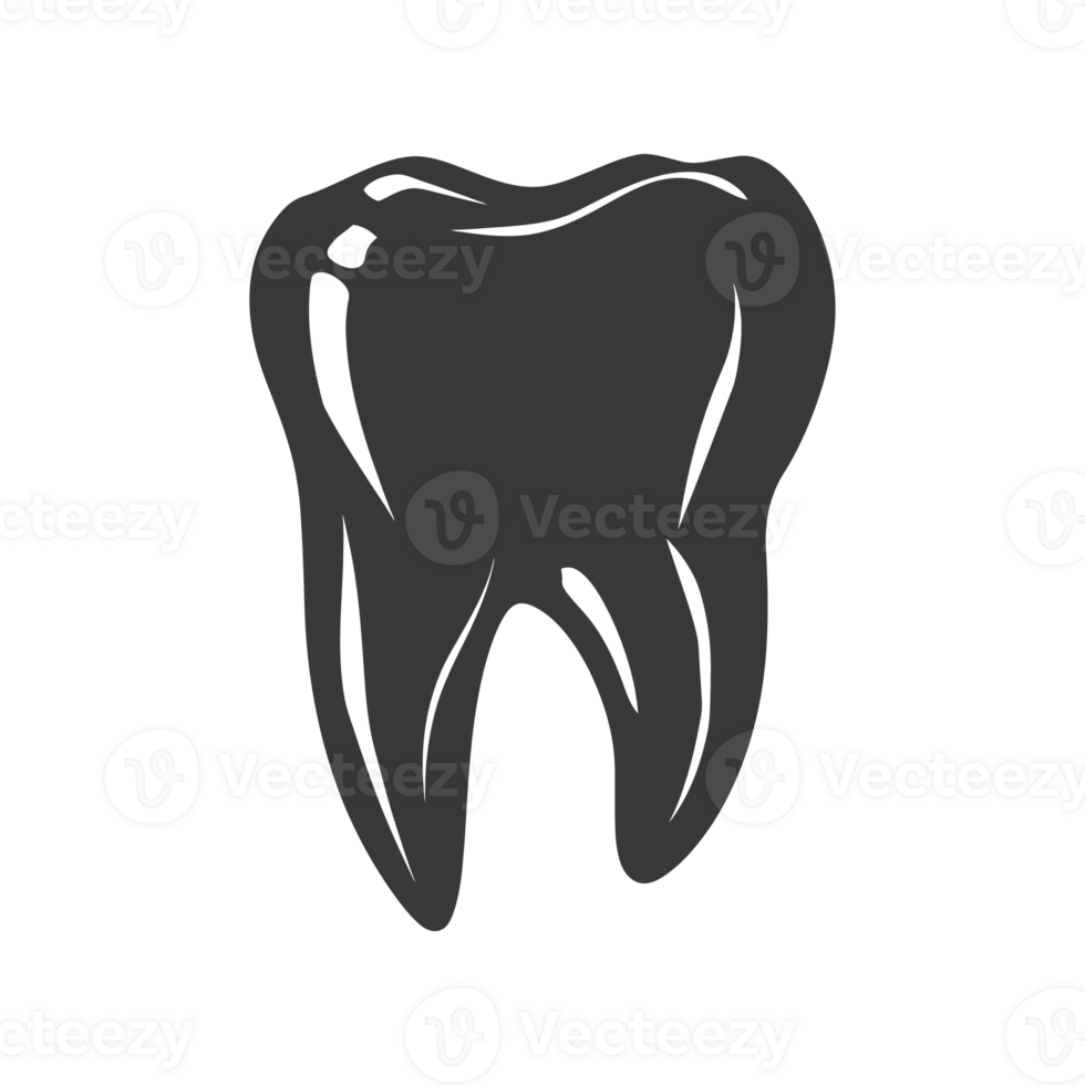 AI generated Silhouette cavity tooth black color only full body png