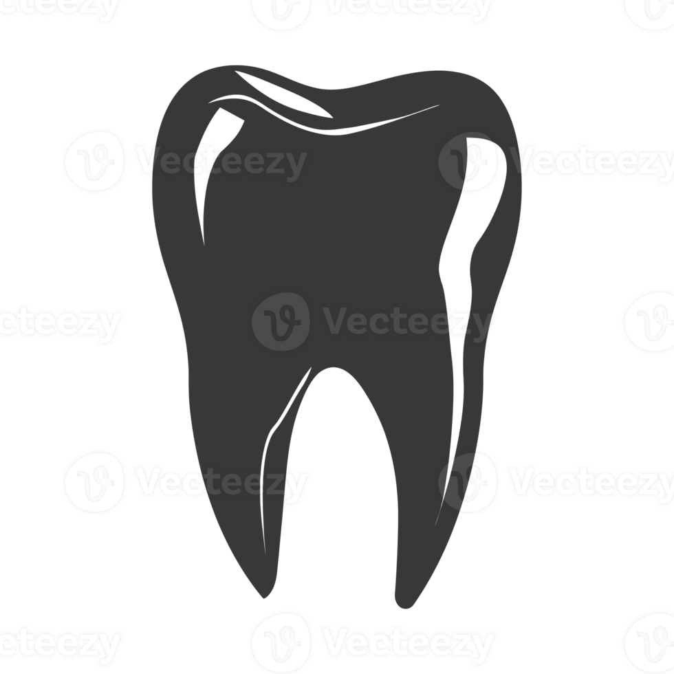 AI generated Silhouette cavity tooth black color only full body png