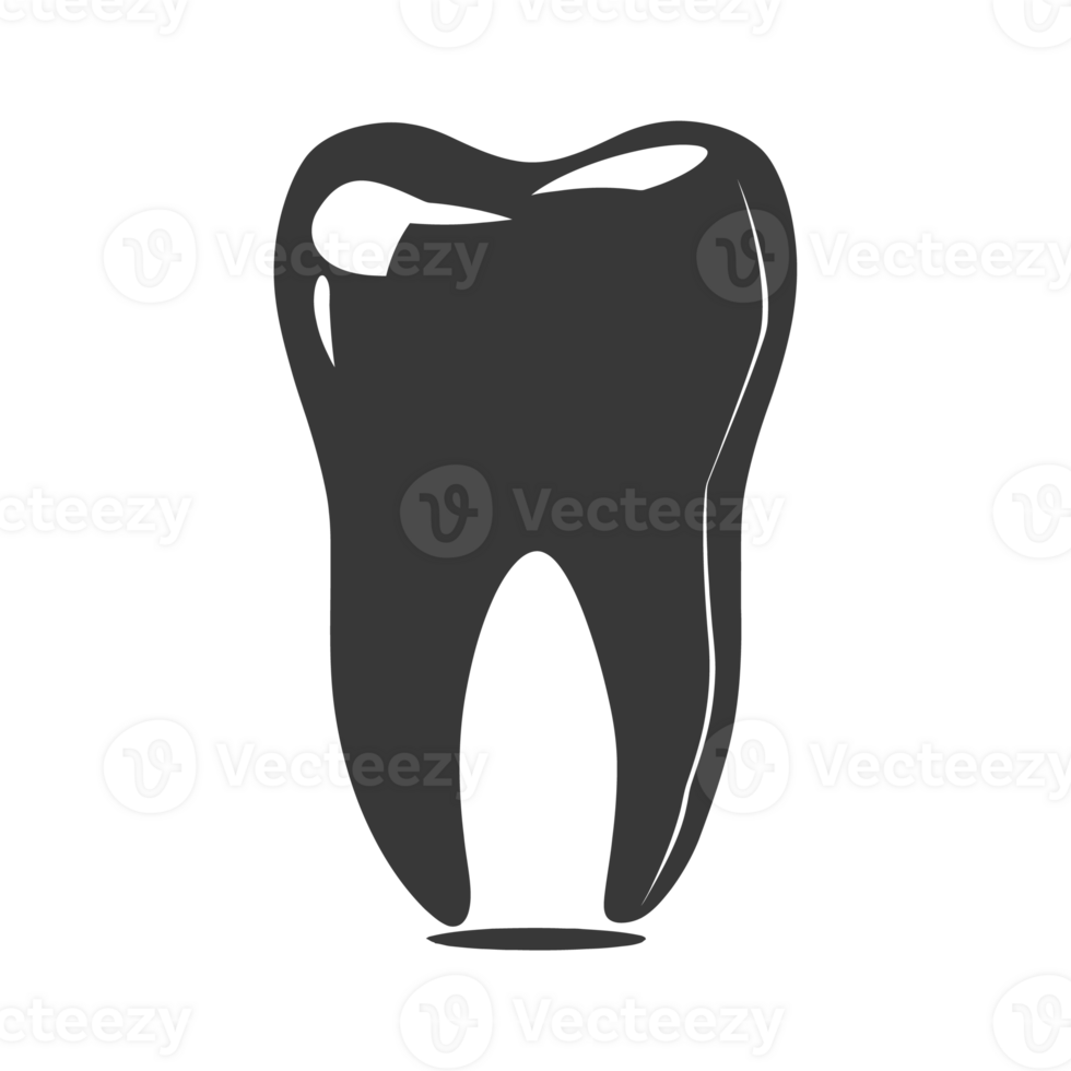 AI generated Silhouette cavity tooth black color only full body png