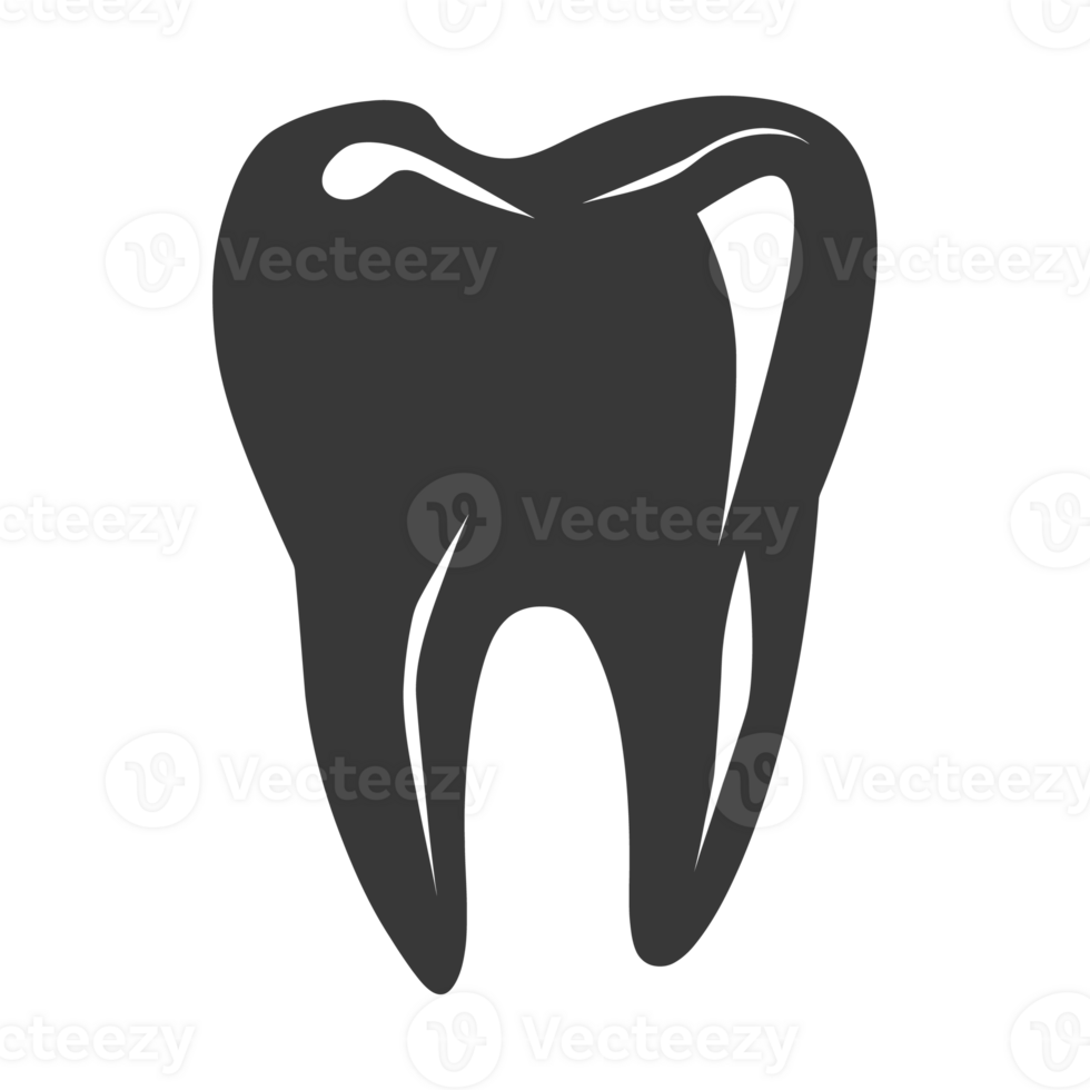 AI generated Silhouette cavity tooth black color only full body png