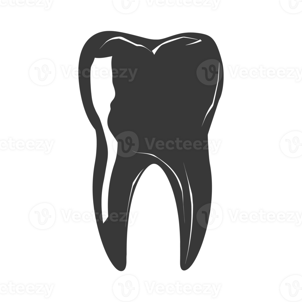 AI generated Silhouette cavity tooth black color only full body png