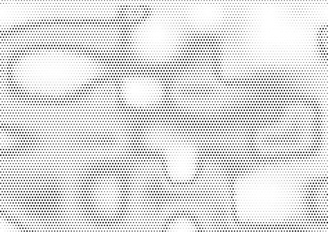 Creative horizontal halftone background with unevenly distributed dots in black and white colors. Modern grunge gradient dotted texture with stain effect. Monochrome abstract illustration. vector