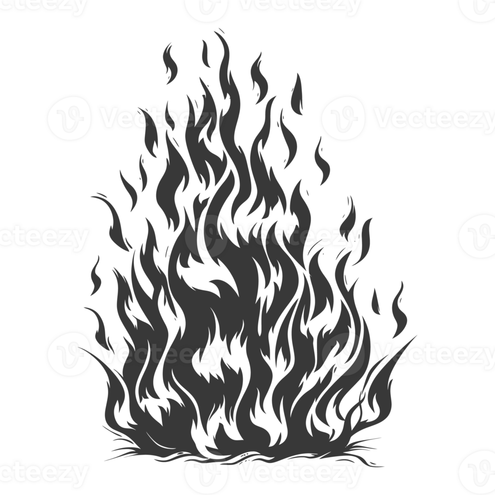 AI generated Silhouette Fire flame flare blaze black color only png