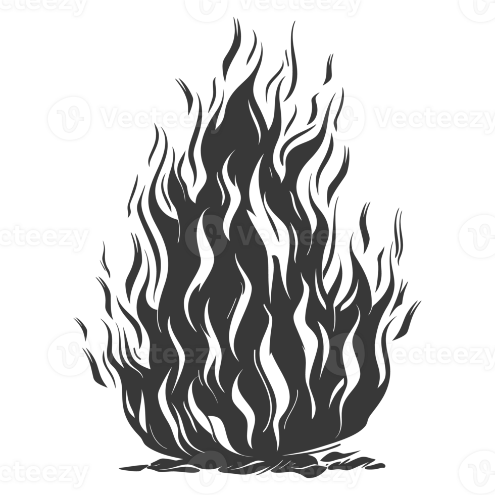 AI generated Silhouette Fire flame flare blaze black color only png