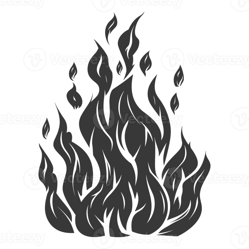 AI generated Silhouette Fire flame flare blaze black color only png