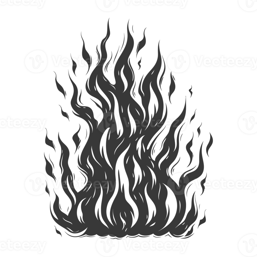 AI generated Silhouette Fire flame flare blaze black color only png