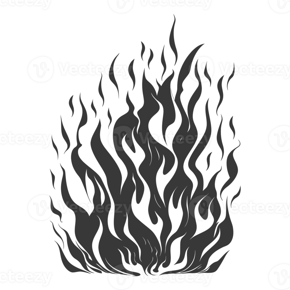 AI generated Silhouette Fire flame flare blaze black color only png
