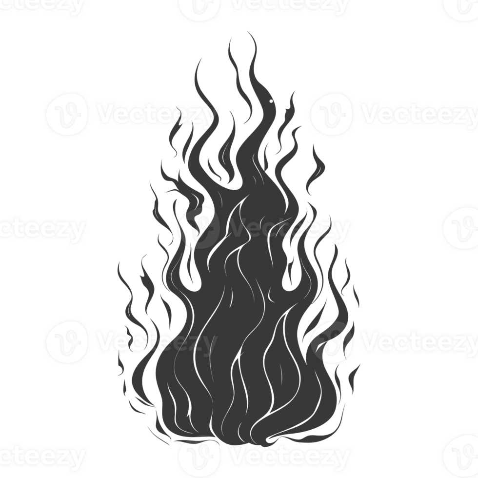 AI generated Silhouette Fire flame flare blaze black color only png
