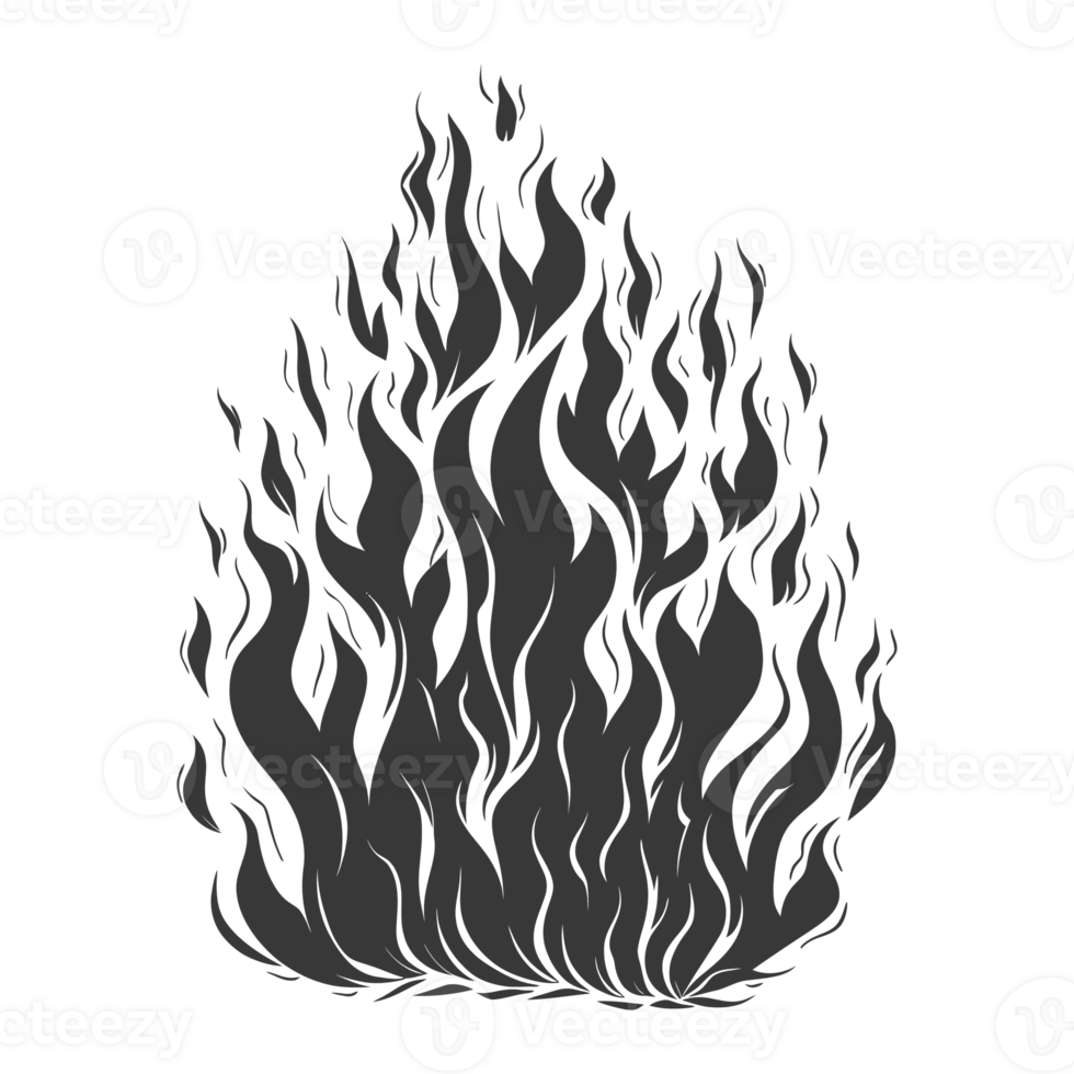 AI generated Silhouette Fire flame flare blaze black color only png