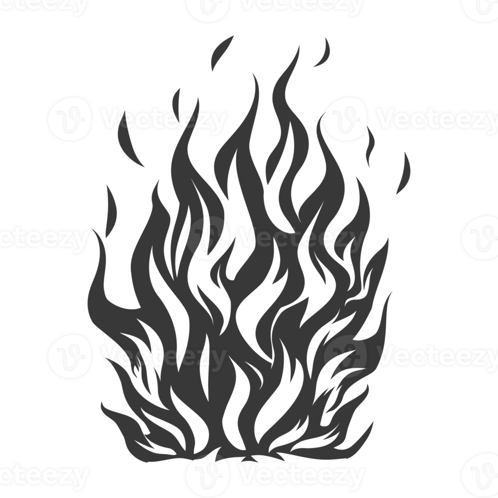 AI generated Silhouette Fire flame flare blaze black color only png