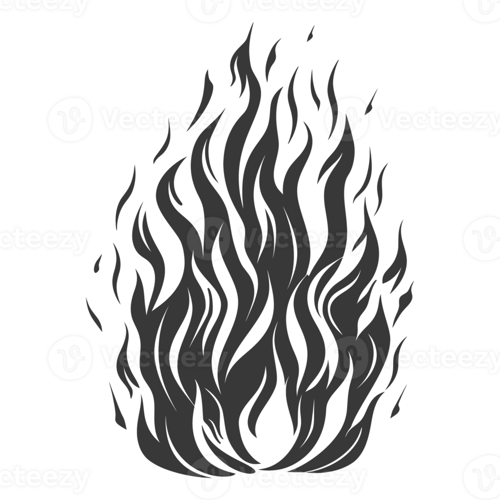 AI generated Silhouette Fire flame flare blaze black color only png