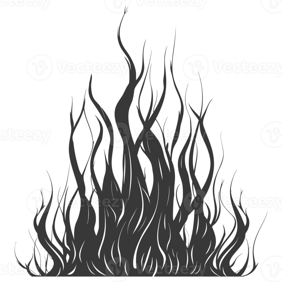 AI generated Silhouette Fire flame flare blaze black color only png
