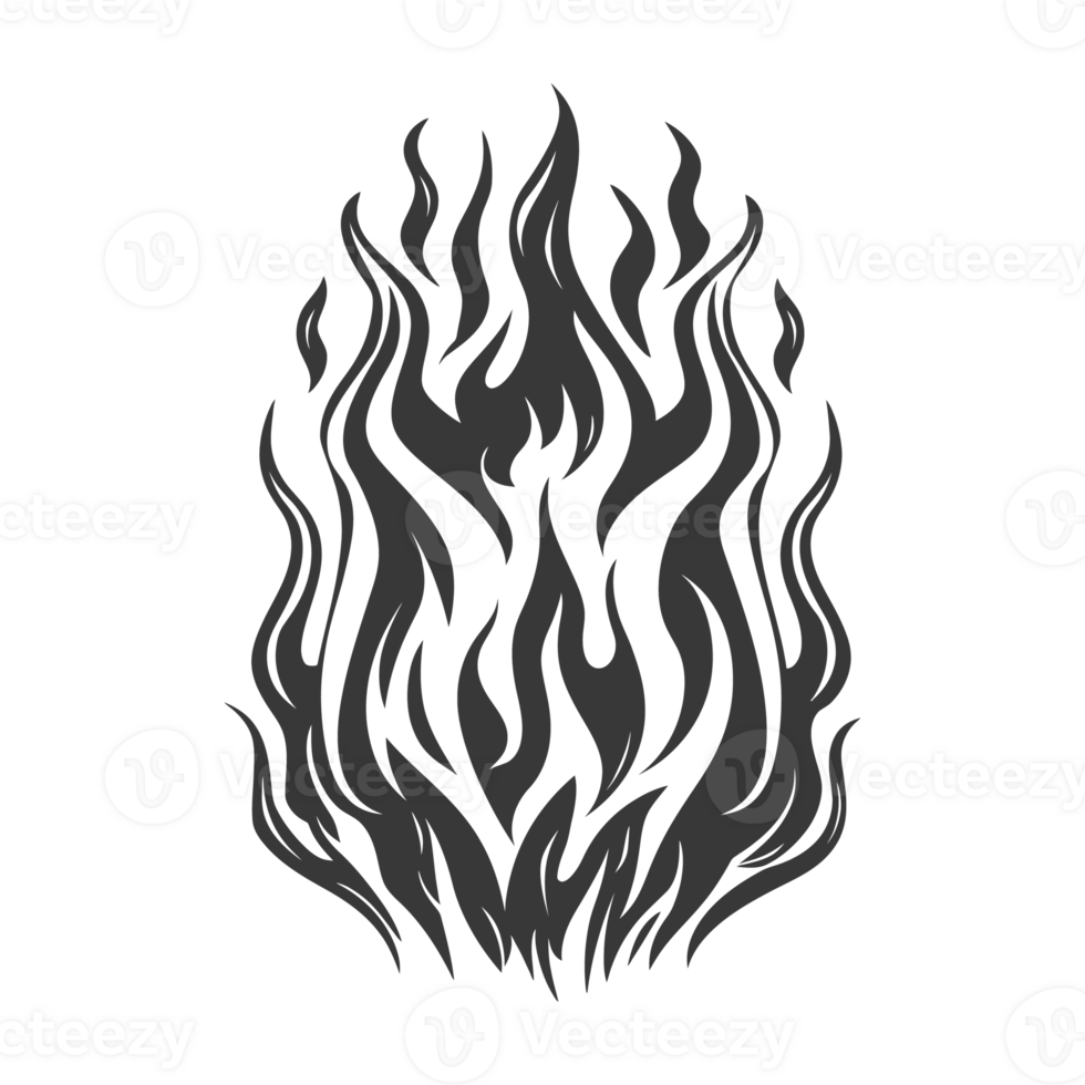 AI generated Silhouette Fire flame flare blaze black color only png