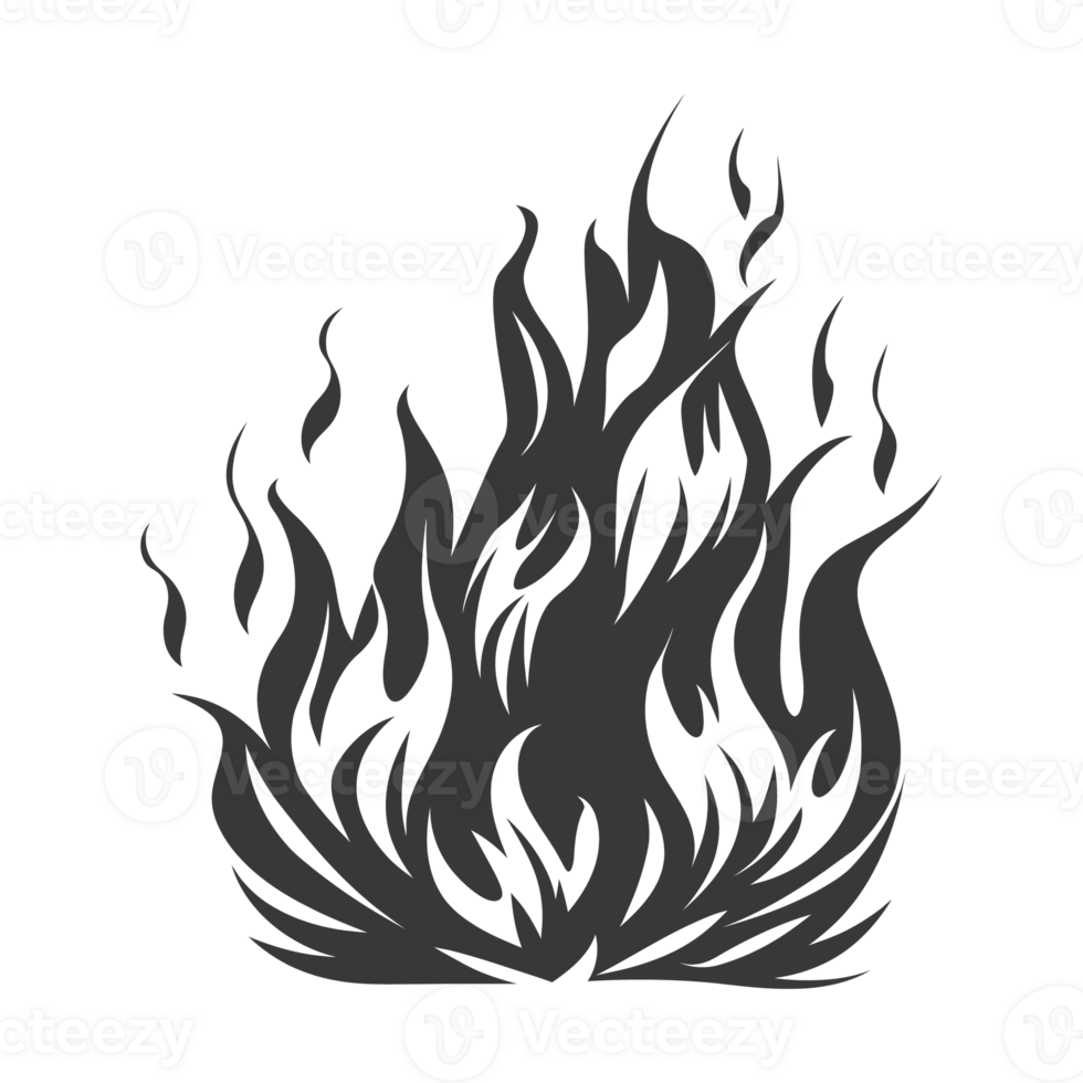 AI generated Silhouette Fire flame flare blaze black color only png