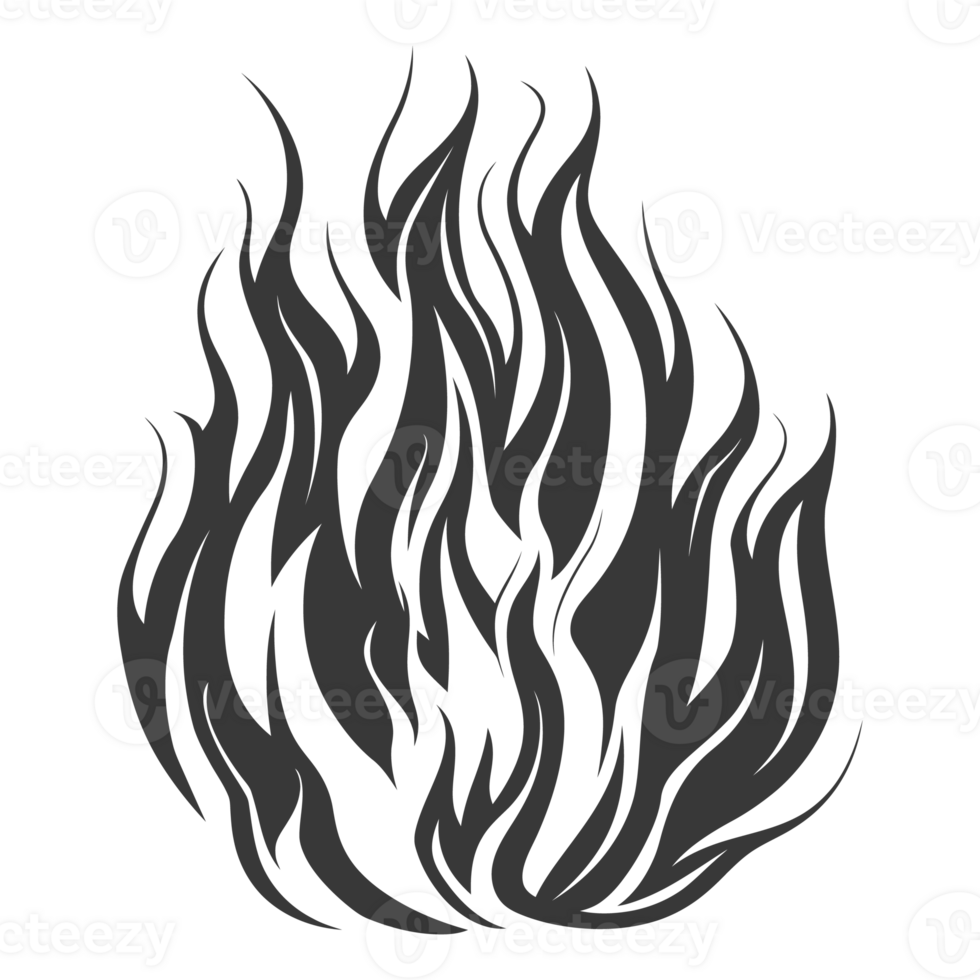 AI generated Silhouette Fire flame flare blaze black color only png