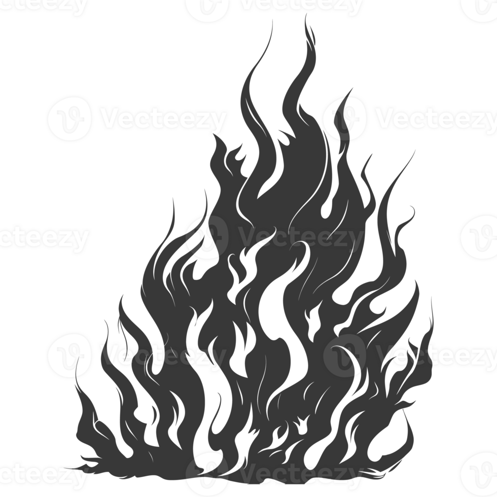 AI generated Silhouette Fire flame flare blaze black color only png