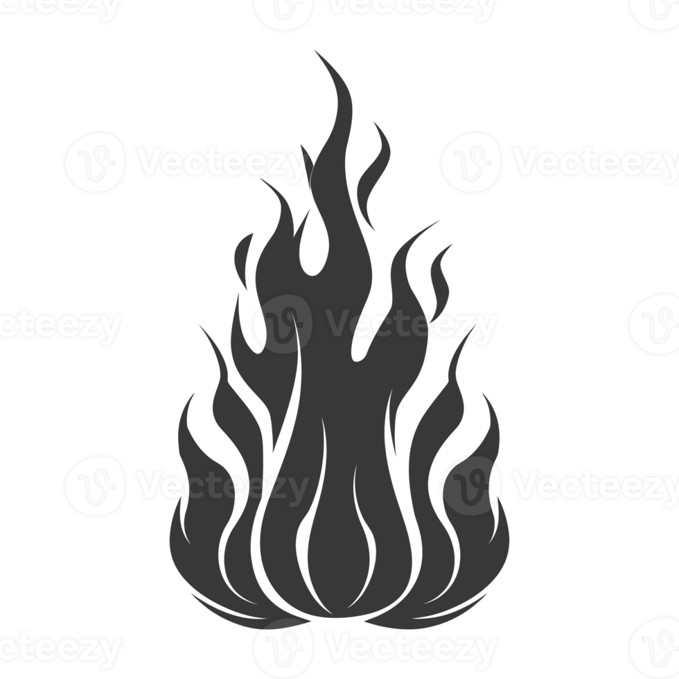 AI generated Silhouette Fire flame flare blaze black color only png