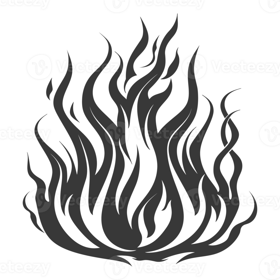 AI generated Silhouette Fire flame flare blaze black color only png