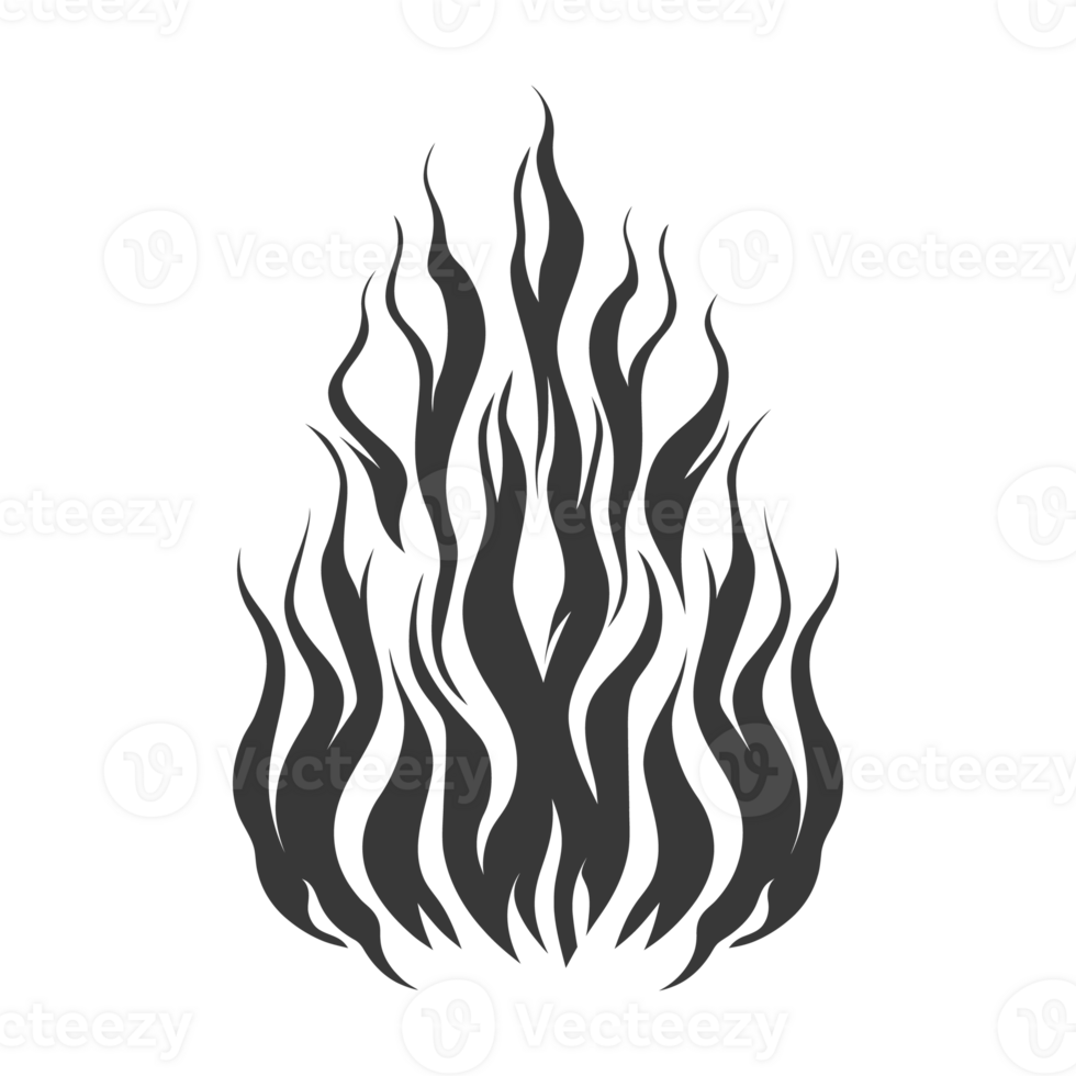 AI generated Silhouette Fire flame flare blaze black color only png