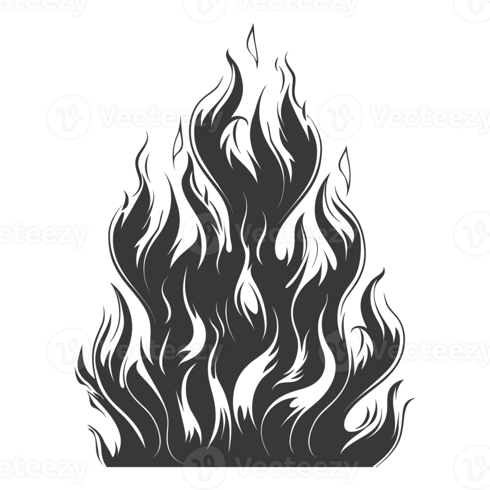 AI generated Silhouette Fire flame flare blaze black color only png