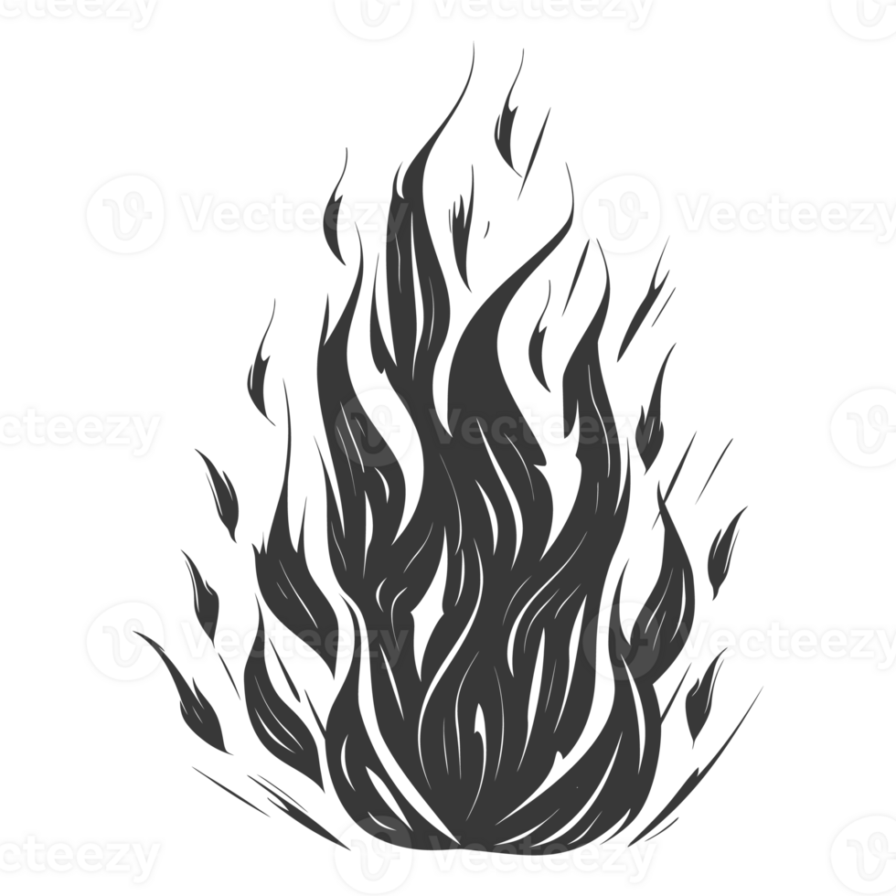 AI generated Silhouette Fire flame flare blaze black color only png