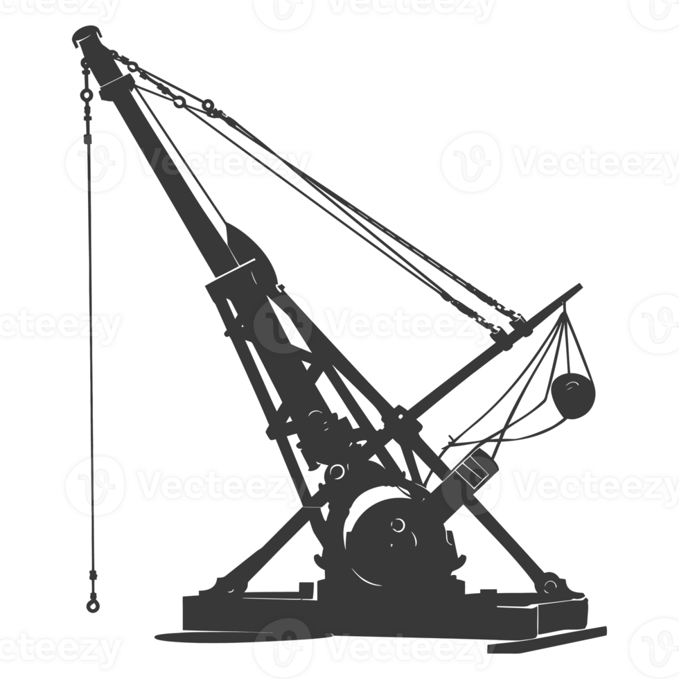 AI generated Silhouette Giant Sling Trebuchet full black color only png