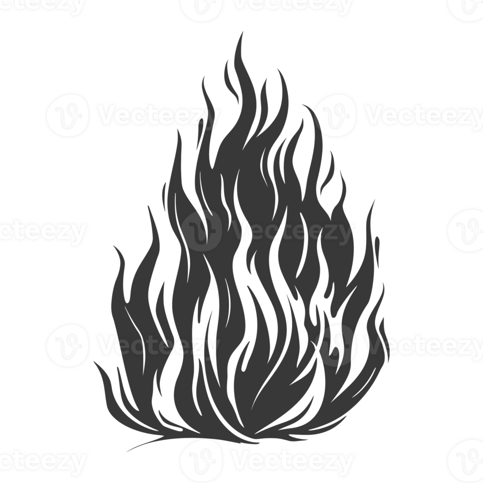 AI generated Silhouette Fire flame flare blaze black color only png