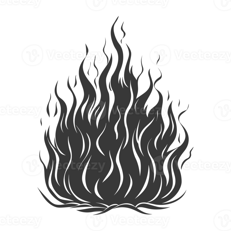 AI generated Silhouette Fire flame flare blaze black color only png
