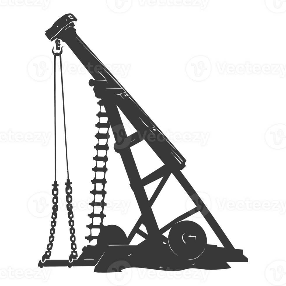 AI generated Silhouette Giant Sling Trebuchet full black color only png