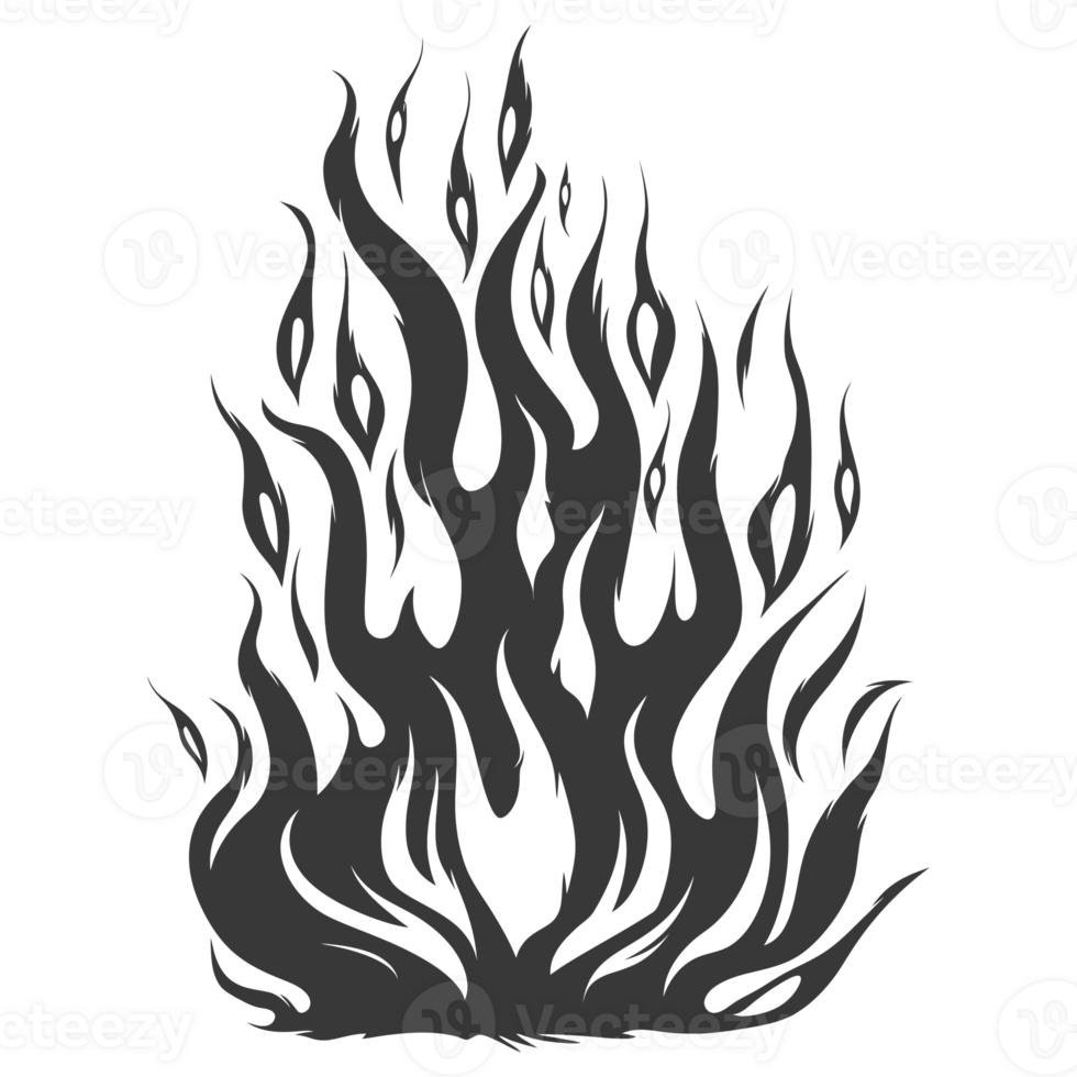 AI generated Silhouette Fire flame flare blaze black color only png