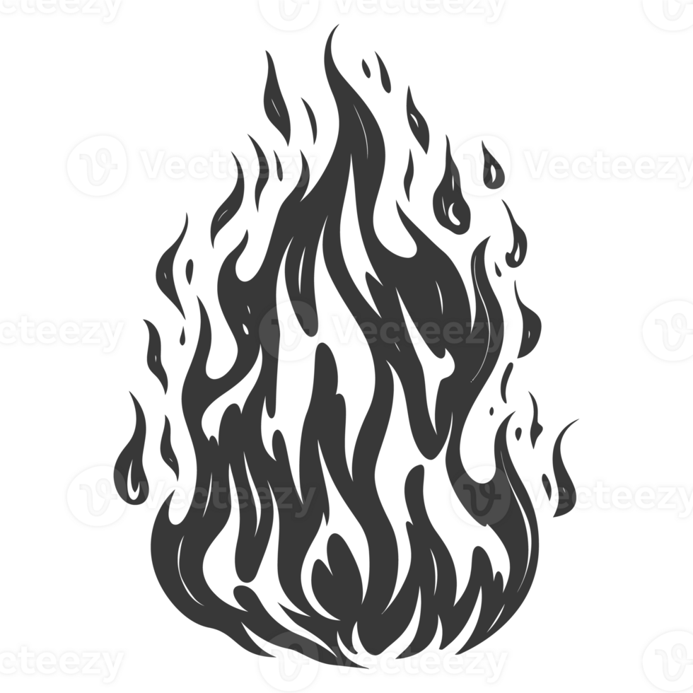 AI generated Silhouette Fire flame flare blaze black color only png