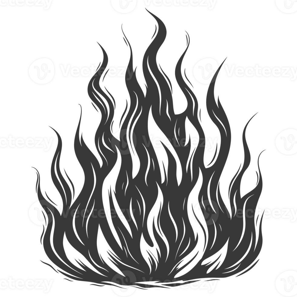 AI generated Silhouette Fire flame flare blaze black color only png