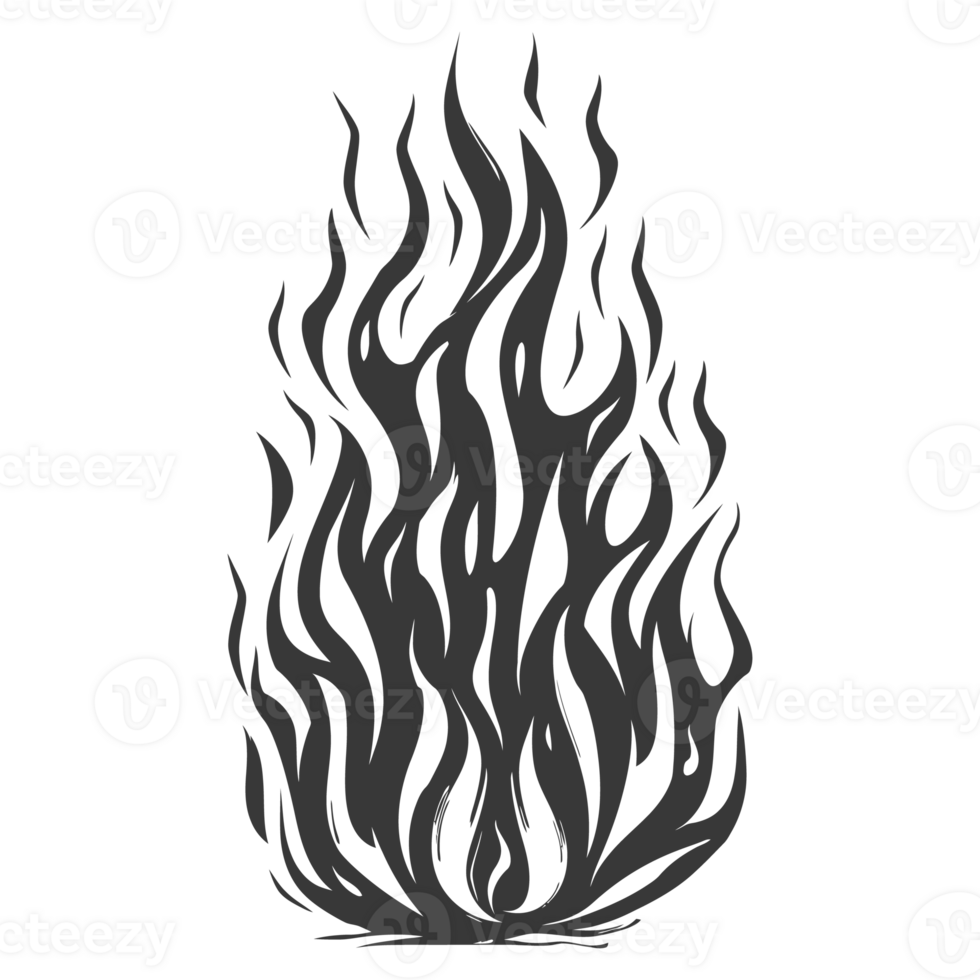 AI generated Silhouette Fire flame flare blaze black color only png
