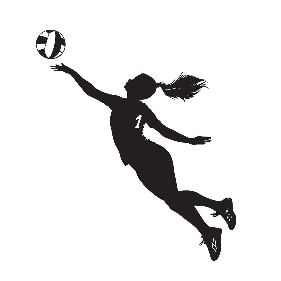 Volleyball Female player silhouette vector