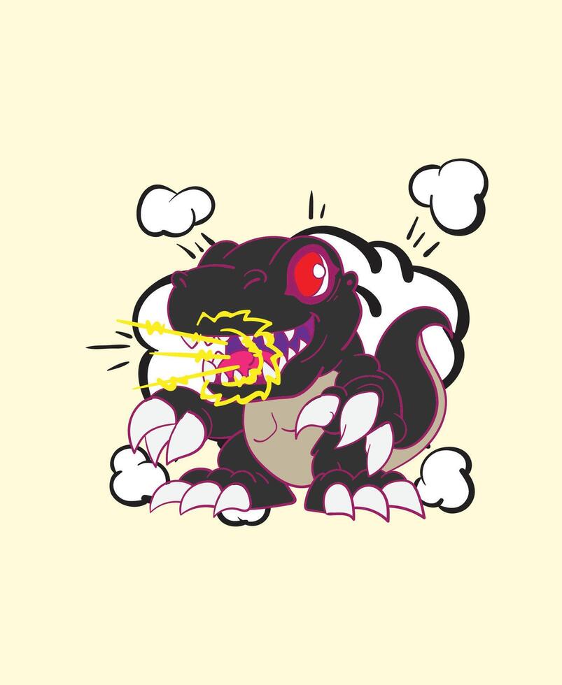 dinosaur attack illustration design for sukajan is mean japan traditional cloth or t-shirt with digital hand drawn Embroidery Men T-shirts Summer Casual Short Sleeve Hip Hop T Shirt Streetwear vector