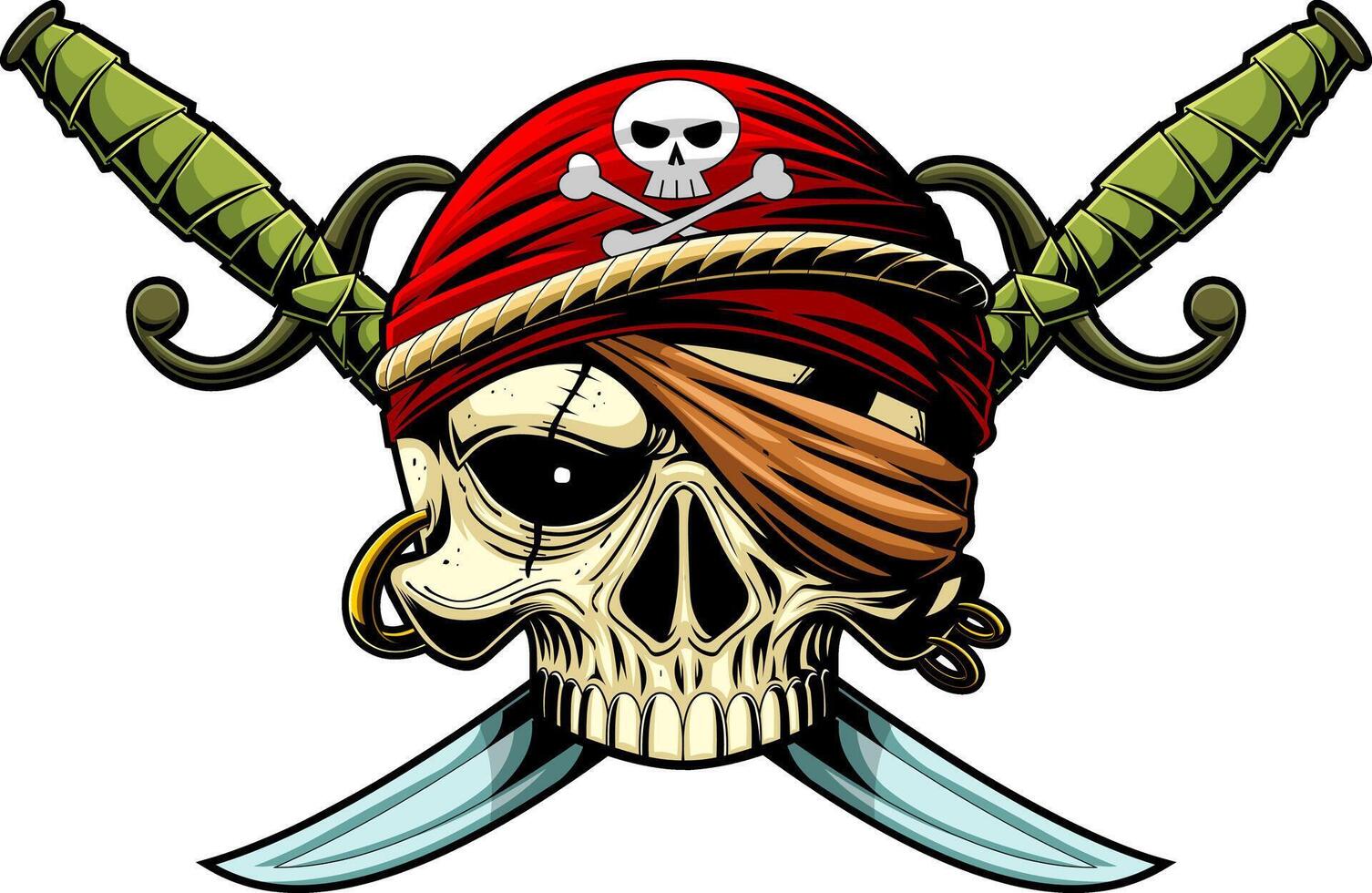 Pirate Skull With Two Sabres Graphic Logo Design vector