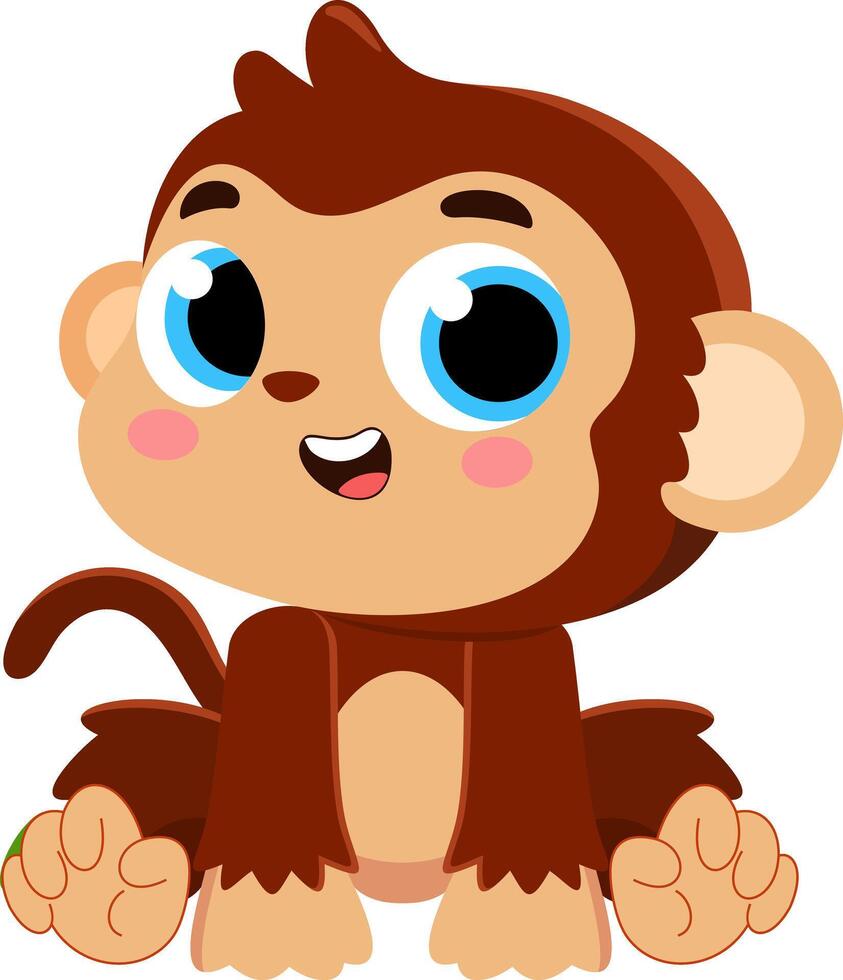 Cute Baby Monkey Cartoon Character. Illustration Flat Design vector