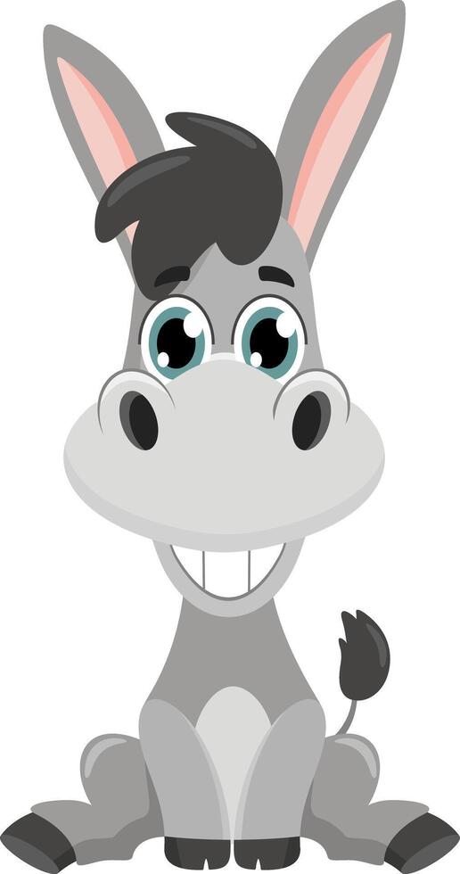 Cute Baby Donkey Animal Cartoon Character vector